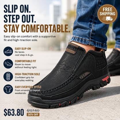 👞 Step In & Go | Men's Comfortable Slip-On PU Leather Shoes⚡