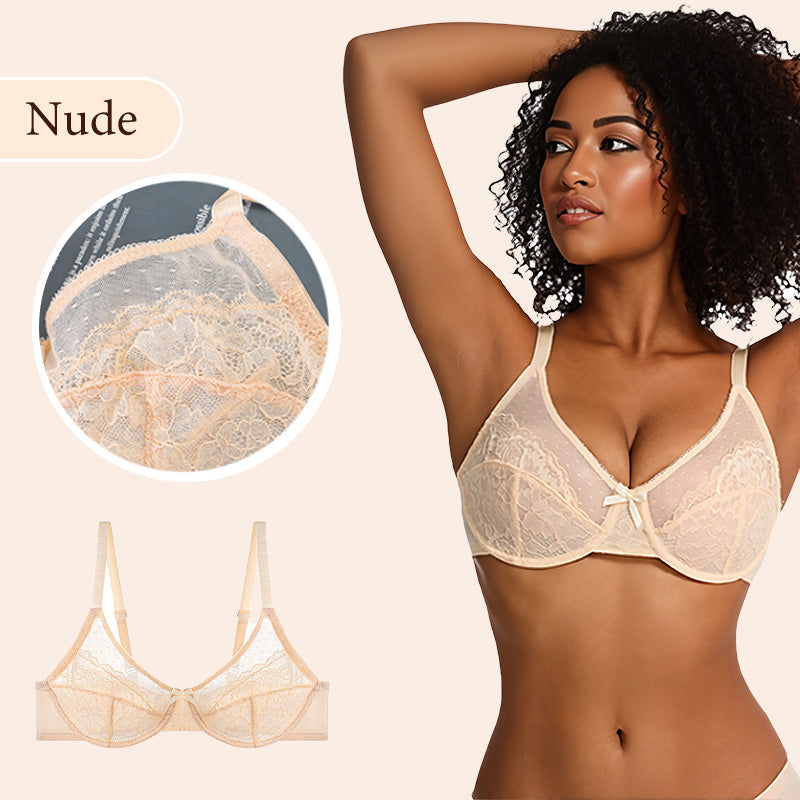 🖤Minimiser Effect, Full Cup Support👙 Mermaid Scales Lace Bra – Wide Side Bands & Adjustable Straps | Perfect for Full-Busted Women, Smooths Side Bulges ✨