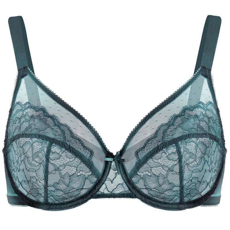 🖤Minimiser Effect, Full Cup Support👙 Mermaid Scales Lace Bra – Wide Side Bands & Adjustable Straps | Perfect for Full-Busted Women, Smooths Side Bulges ✨