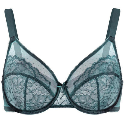 🖤Minimiser Effect, Full Cup Support👙 Mermaid Scales Lace Bra – Wide Side Bands & Adjustable Straps | Perfect for Full-Busted Women, Smooths Side Bulges ✨