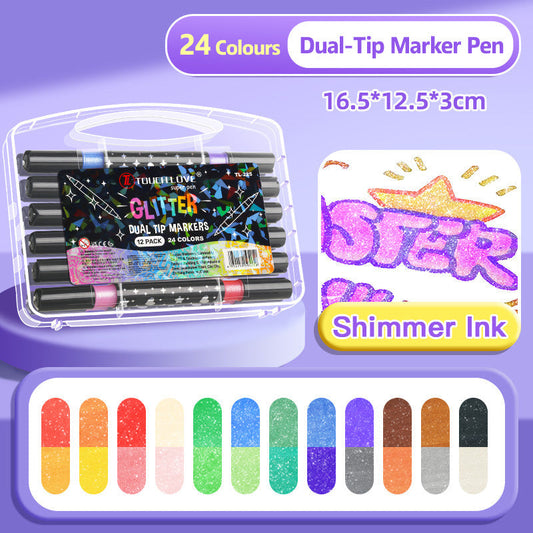 ✨🎁Marker cu două vârfuri și sclipici
