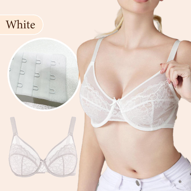 🖤Minimiser Effect, Full Cup Support👙 Mermaid Scales Lace Bra – Wide Side Bands & Adjustable Straps | Perfect for Full-Busted Women, Smooths Side Bulges ✨