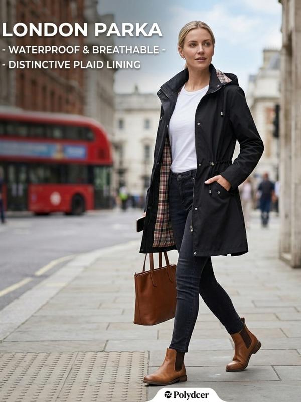 ☔Windproof & Waterproof, Detachable Hood🧥 Women's All-Weather Rain Jacket – Elastic Cuffs & Hidden Pockets | Perfect for Dog Walks, Hiking & Travel, Handles Sudden Showers ✨