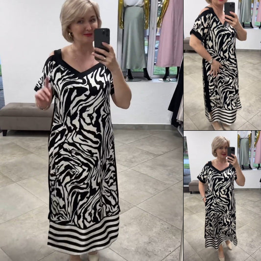 👗 Rochie elegantă imprimată fără bretele cu decolteu în V
