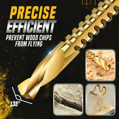⚙️50% OFF NOW! 6‑Pcs Titanium‑Coated Twist Drill Bit Set‑ High‑Speed Steel Multi‑Purpose Sawtooth Drill Bits, Cutting & Drilling Combo Tool for Wood, Plastic & Soft Metal DIY Projects