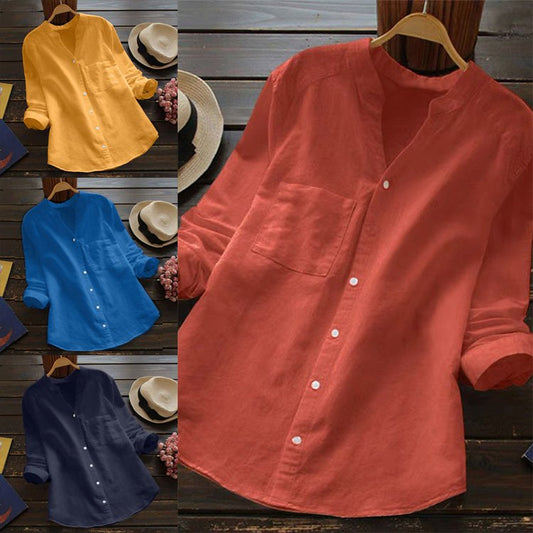 🔥VÂNZARE LA CALD 50% OFF🔥 Cămașă Casual Vrac Din Bumbac Și In, Realizată Manual👚