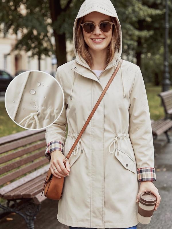 ☔Windproof & Waterproof, Detachable Hood🧥 Women's All-Weather Rain Jacket – Elastic Cuffs & Hidden Pockets | Perfect for Dog Walks, Hiking & Travel, Handles Sudden Showers ✨