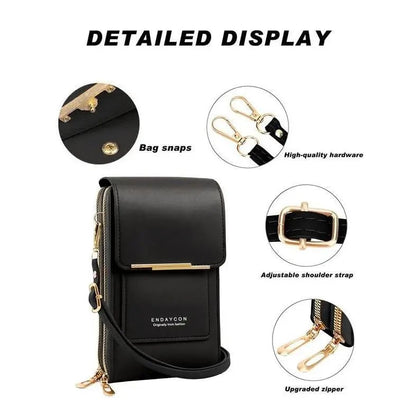 🌧️Water-Resistant & Handcrafted, 3 Ways to Wear👜 Touchscreen Crossbody Bag – Water-Resistant PU Leather & Adjustable Strap, 3-Way Wear ✨