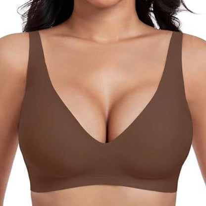 🏆 Last Day Special Price £9.99 ! 💐Jelly Wireless Womens Comfortable Wireless Bras Push Up Bralettes Seamless Tshirts Bras Deep V Everyday Bras