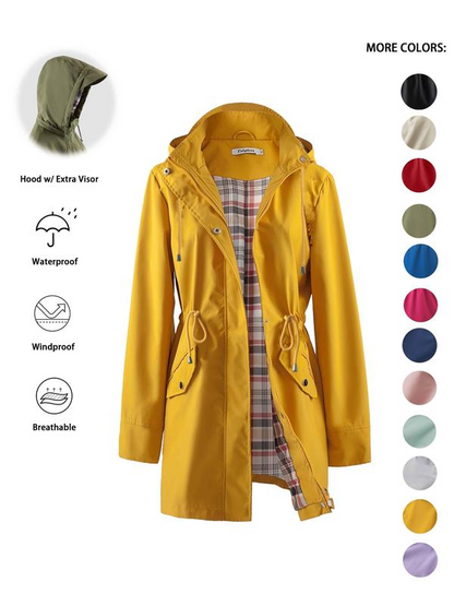 ☔Windproof & Waterproof, Detachable Hood🧥 Women's All-Weather Rain Jacket – Elastic Cuffs & Hidden Pockets | Perfect for Dog Walks, Hiking & Travel, Handles Sudden Showers ✨