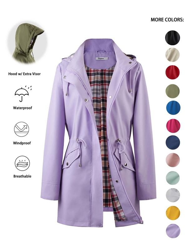 ☔Windproof & Waterproof, Detachable Hood🧥 Women's All-Weather Rain Jacket – Elastic Cuffs & Hidden Pockets | Perfect for Dog Walks, Hiking & Travel, Handles Sudden Showers ✨