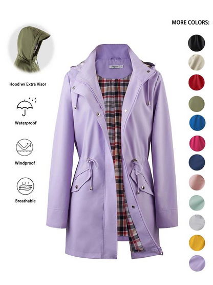 ☔Windproof & Waterproof, Detachable Hood🧥 Women's All-Weather Rain Jacket – Elastic Cuffs & Hidden Pockets | Perfect for Dog Walks, Hiking & Travel, Handles Sudden Showers ✨