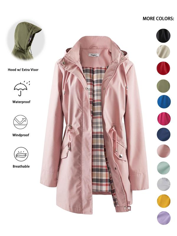 ☔Windproof & Waterproof, Detachable Hood🧥 Women's All-Weather Rain Jacket – Elastic Cuffs & Hidden Pockets | Perfect for Dog Walks, Hiking & Travel, Handles Sudden Showers ✨