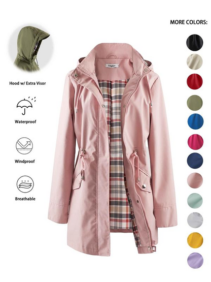 ☔Windproof & Waterproof, Detachable Hood🧥 Women's All-Weather Rain Jacket – Elastic Cuffs & Hidden Pockets | Perfect for Dog Walks, Hiking & Travel, Handles Sudden Showers ✨
