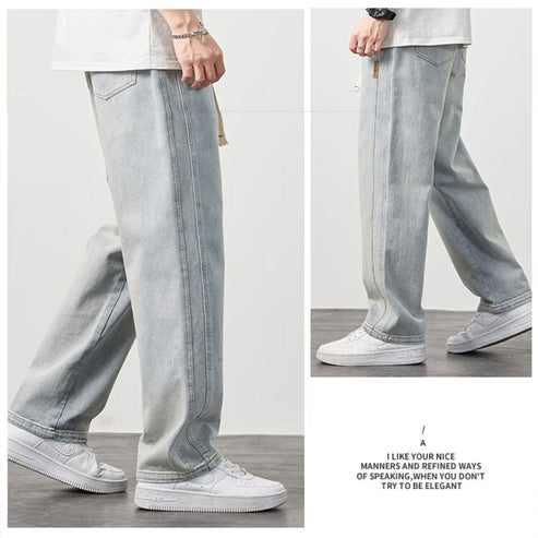 👖Loose Straight, Everyday Versatile🧵 Men's Loose Straight Jeans – Classic Fit | Perfect for Commute, Casual & Weekend Wear, Easy to Style ✨