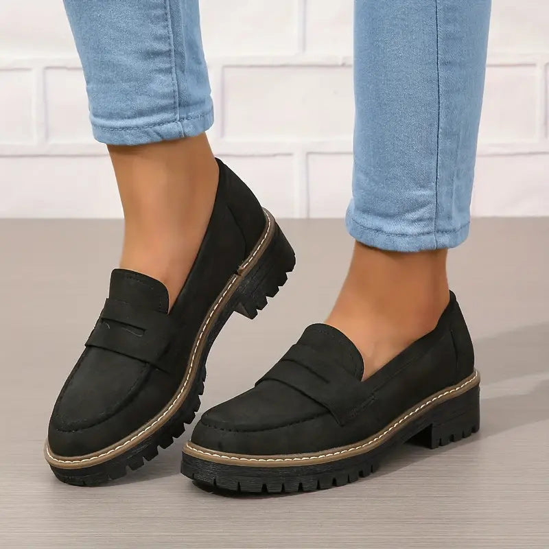 👠Luxury Suede, Thick Cushioned Sole👟 Women's Loafers – 4.5cm Comfort Platform | Relieves Joint Pressure, All-Day Comfort ✨