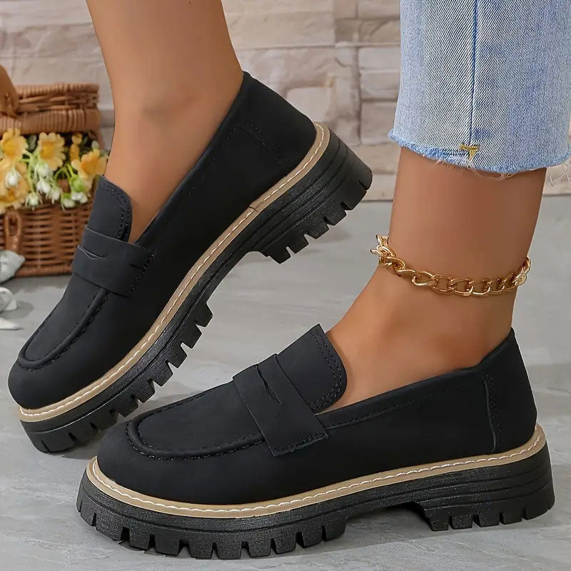 👠Luxury Suede, Thick Cushioned Sole👟 Women's Loafers – 4.5cm Comfort Platform | Relieves Joint Pressure, All-Day Comfort ✨
