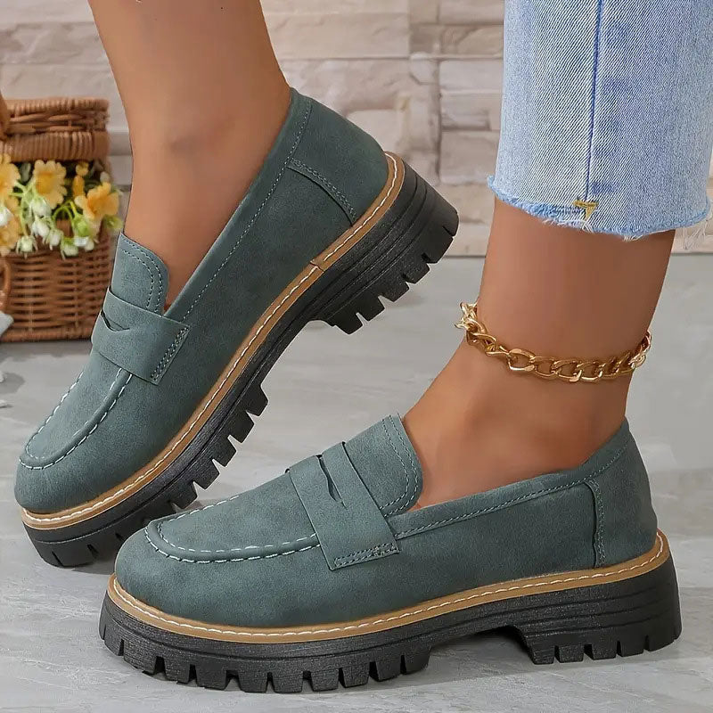 👠Luxury Suede, Thick Cushioned Sole👟 Women's Loafers – 4.5cm Comfort Platform | Relieves Joint Pressure, All-Day Comfort ✨