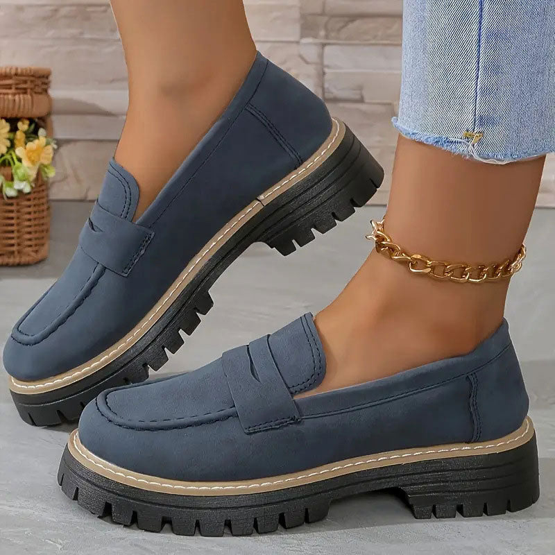 👠Luxury Suede, Thick Cushioned Sole👟 Women's Loafers – 4.5cm Comfort Platform | Relieves Joint Pressure, All-Day Comfort ✨