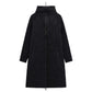 Femeii lung Quilted Hooded Zip Up Coat