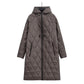 Femeii lung Quilted Hooded Zip Up Coat