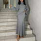 Women’s Casual Turtleneck Top & Maxi Skirt Two-Piece Set