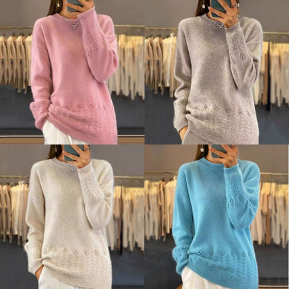 💖 Pulover tricotat de culoare solidă pentru femei în stil retro