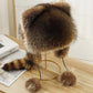 🎁✨Pălărie drăguță din blană faux plush cu coadă de raton