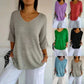 🌞2024 Nou 🥰 Top tricotat monocrom cu gât ascuțit
