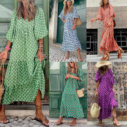 💖 Rochii Boho florale cu mâneci evazate elegante pentru femei