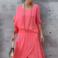 💖【S-4XL】Set din două piese cu bluză lejeră din șifon și pantaloni cu picior lat