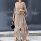 💖【S-4XL】Set din două piese cu bluză lejeră din șifon și pantaloni cu picior lat