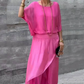 💖【S-4XL】Set din două piese cu bluză lejeră din șifon și pantaloni cu picior lat