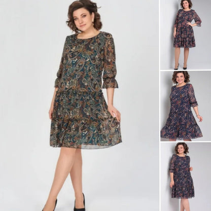 🎉Mother's Day Special Offer 💐Women's Casual Round Neck Printed Dress