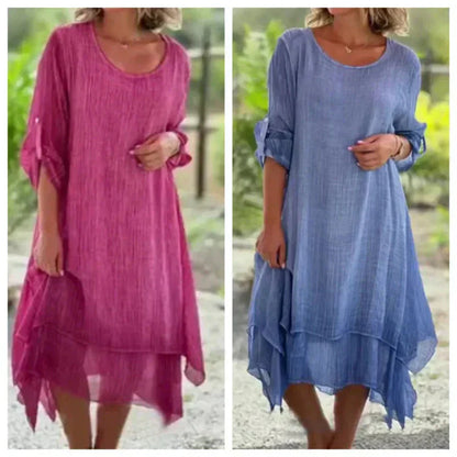 💕Clean tesatura de in colorat cu gât rotund și vrac se potrivesc rochii bodycon pentru femei