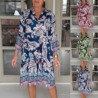 🌺Rochie tipărită retro cu decolteu în V, lejeră