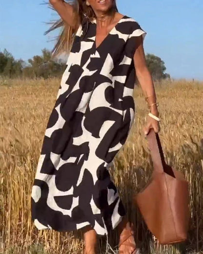💕Rochie imprimată fără mâneci cu decolteu în V