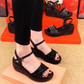 ✨ Moda Rivet înfrumusețat Chunky Heel Peep-Toe Sandale