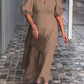 🎉【M-3XL】Rochie cu mâneci cu bule din bumbac și in de culoare solidă