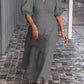 🎉【M-3XL】Rochie cu mâneci cu bule din bumbac și in de culoare solidă