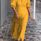 🎉【M-3XL】Rochie cu mâneci cu bule din bumbac și in de culoare solidă