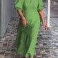 🎉【M-3XL】Rochie cu mâneci cu bule din bumbac și in de culoare solidă