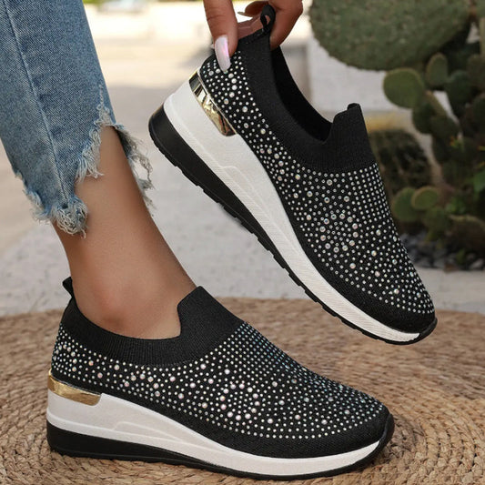 Strass Slip-on Casual Mesh Fabric Adidași pentru femei