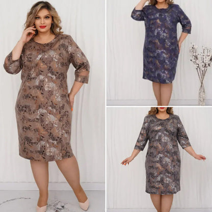 🌸 Women's Elegant Plus Size Floral Print Dress