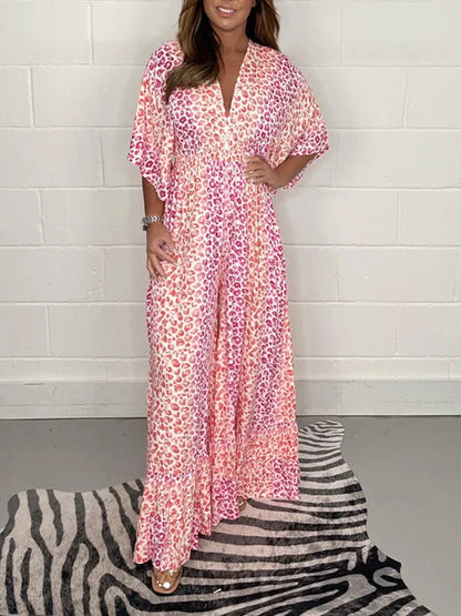 💥 【M-4XL】Salopetă cu talie înaltă, cu imprimeu leopard