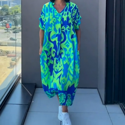 🌸Oferte de primăvară💐 Rochie casual elegantă imprimată pentru femei cu decolteu în V