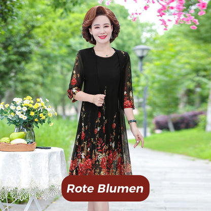 🌸【XL-4XL】Elegant dantelă florale rochie 3/4 maneca Cardigan 2 Piece Set