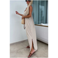 💗👗👗Rochie maxi ușoară fără bretele cu crăpătură laterală