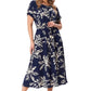 Rochie cu gât rotund Slim cu imprimeu floral