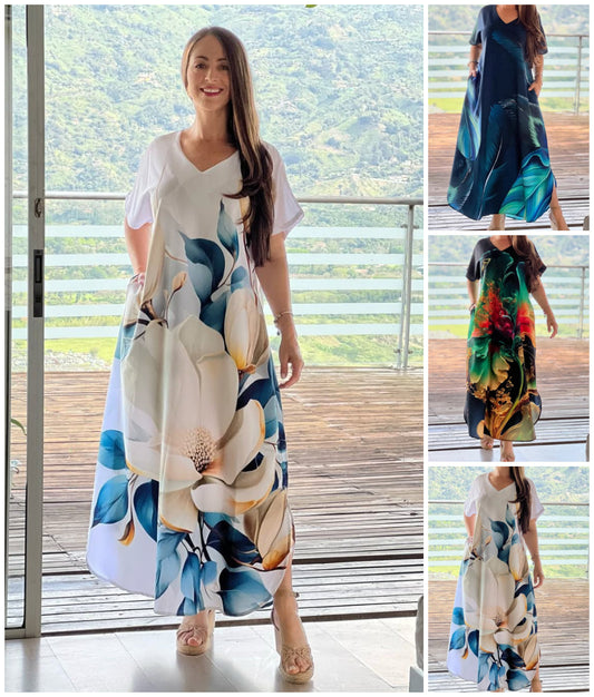 👗 Rochie cu mânecă scurtă imprimată